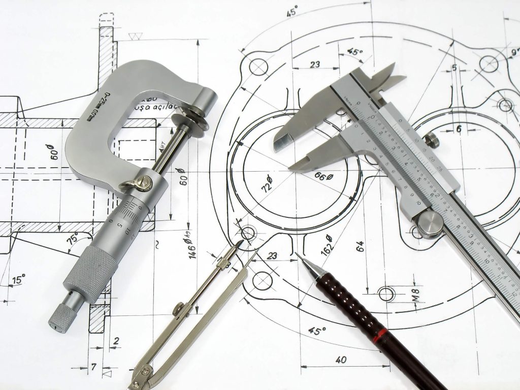 CAD drafting and measurement tools.